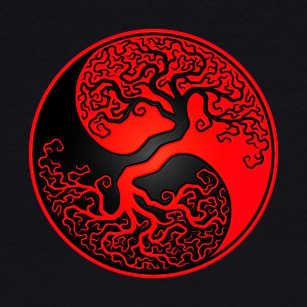 Red and Black Tree of Life Yin Yang by jeffbartels